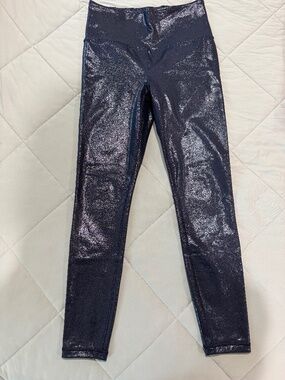Athleta navy blue metallic leggings Size S #leggings #activewear